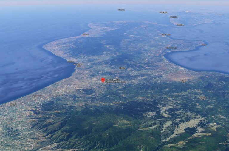 vista satellitare Calabria  e Sicilia